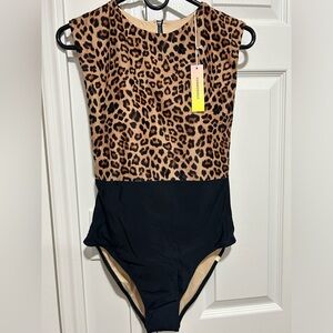 Leopard Print and Black Women's Swimsuit